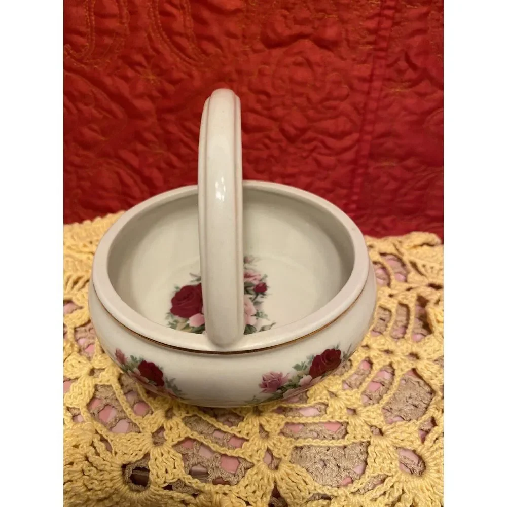 Baum Brothers Formalities Basket Floral Dish Roses Cream Vintage Porcelain Mint‎